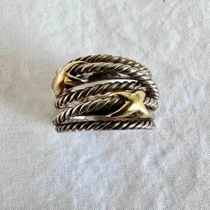 David Yurman Two Tone Double X Crossover Ring
